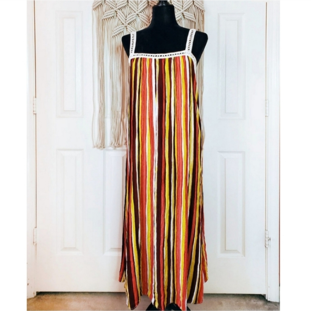 Multi colored Stripe Gauze Maxi Dress
